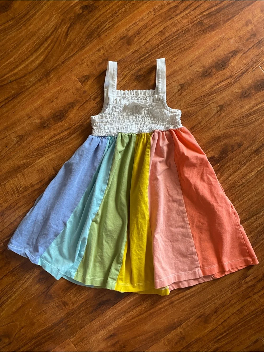 Hanna Andersson Girls Sleeveless Smock Rainbow Sundress Size 5 Girly Cottagecore